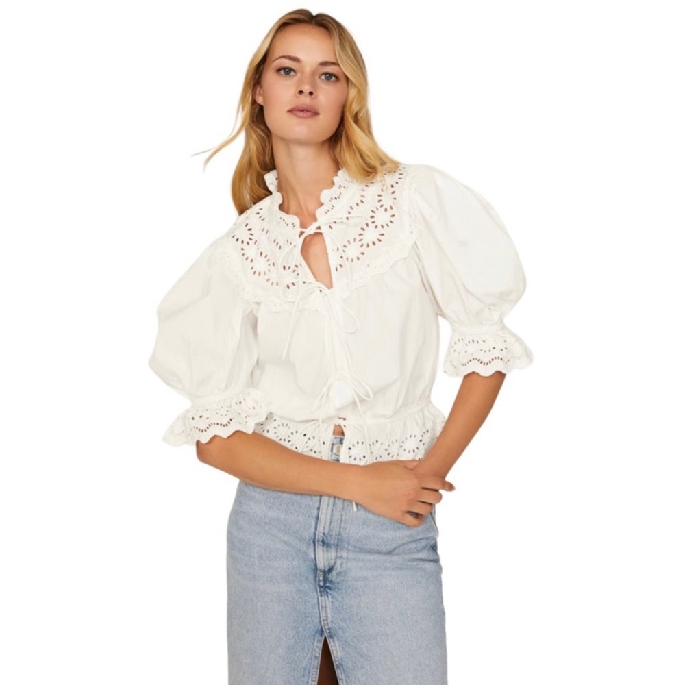 EUC - Sea New York Georgina Cotton Eyelet Top, size S.